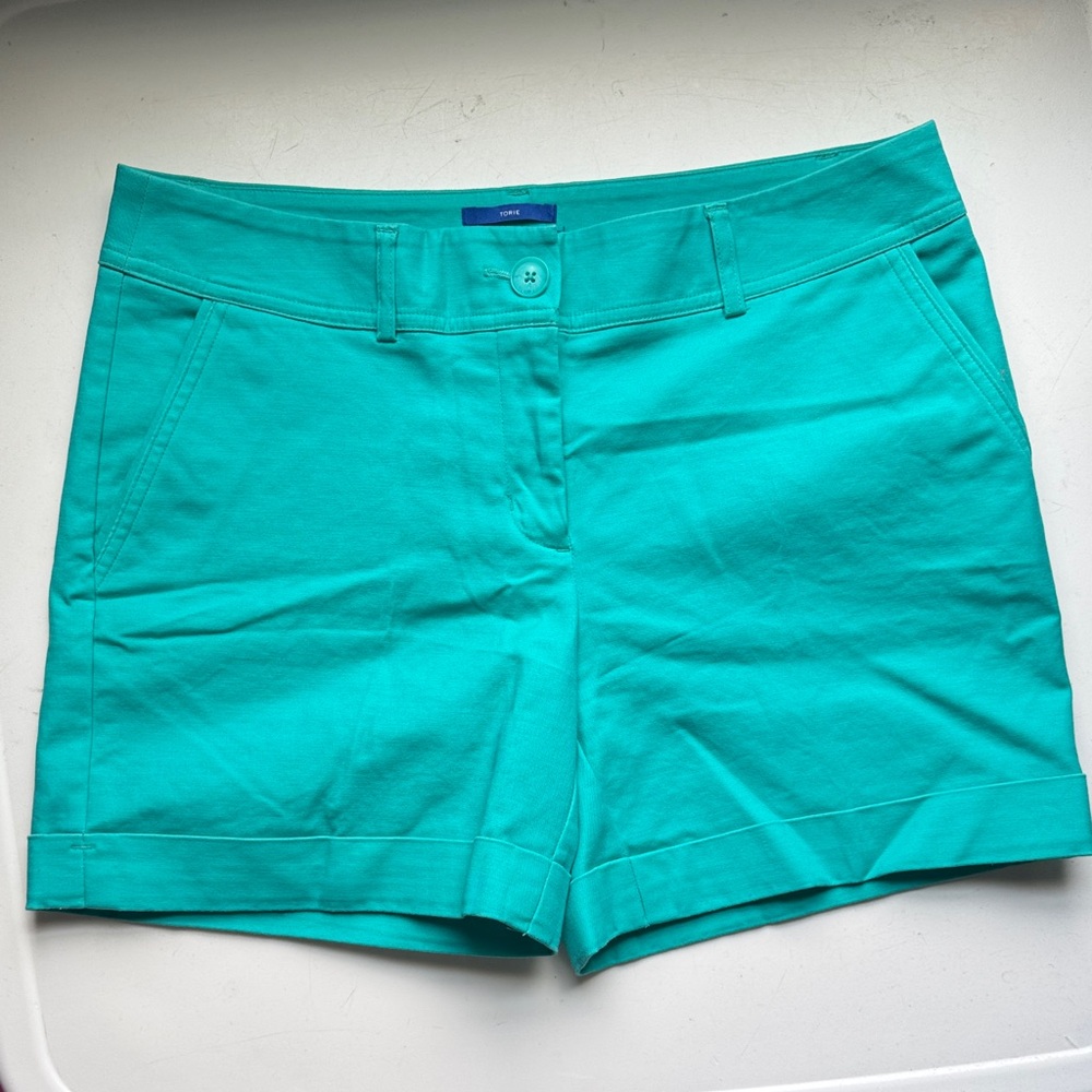 Apt. 9 Teal Shorts with Cuffed Hem